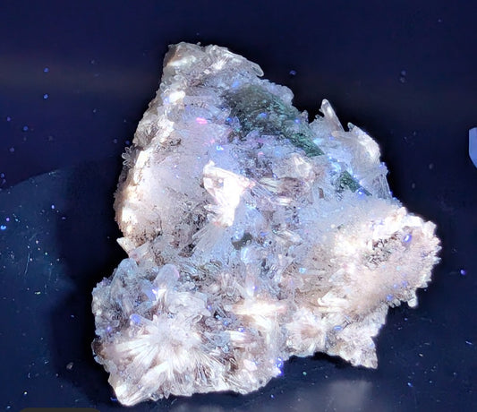 Rare UV Reactive Creedite & Fluorite Specimen – Phosphorescent Afterglow Mineral (111g)